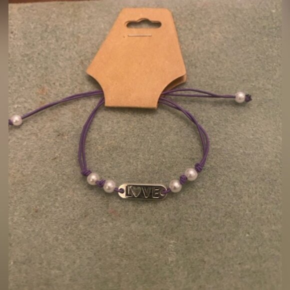 Purple love elastic bracelet handmade - Picture 1 of 1